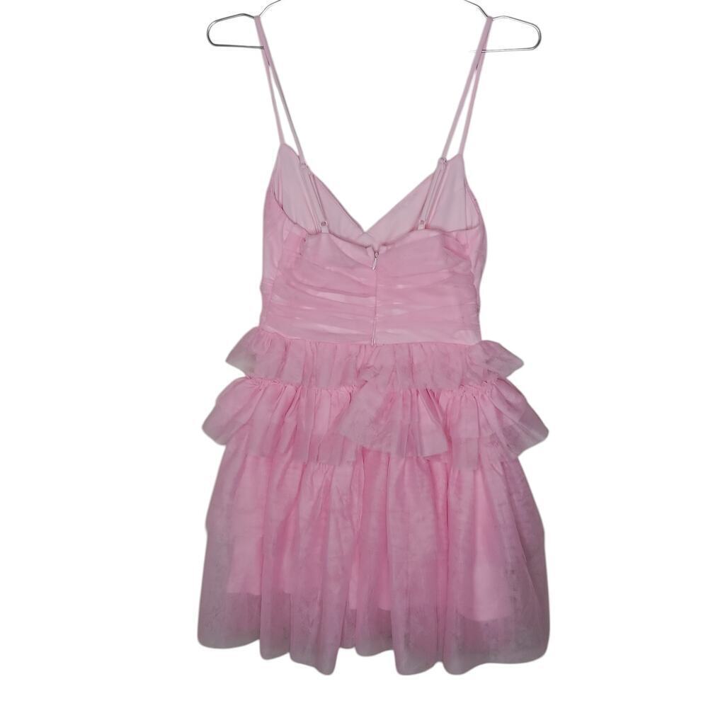 New without Tags Lulus Pink Tulle Pleated Sleeveless Tiered Mini Dress SZ XS - Picture 6 of 16
